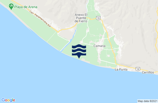 Mapa da tábua de marés em El Cardo, Peru