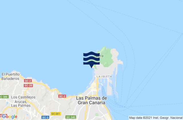 Mapa da tábua de marés em El Confital, Spain