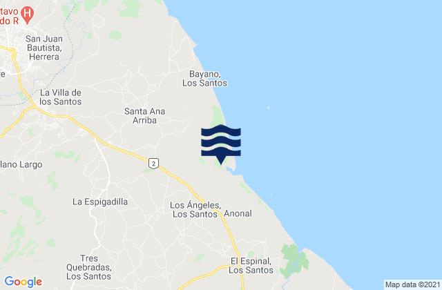 Mapa da tábua de marés em El Ejido, Panama