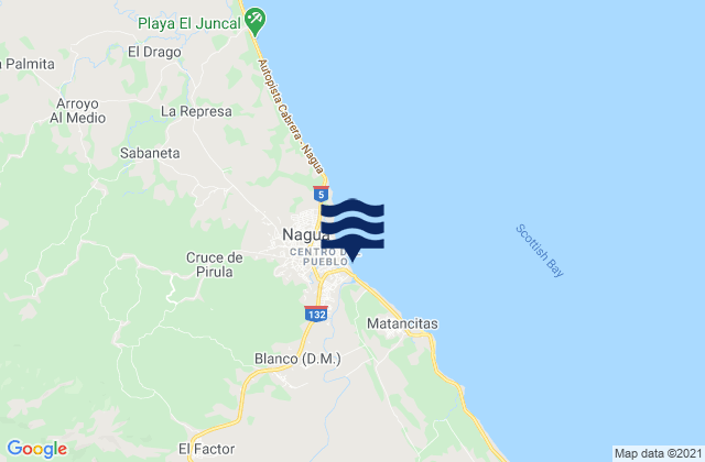 Mapa da tábua de marés em El Factor, Dominican Republic