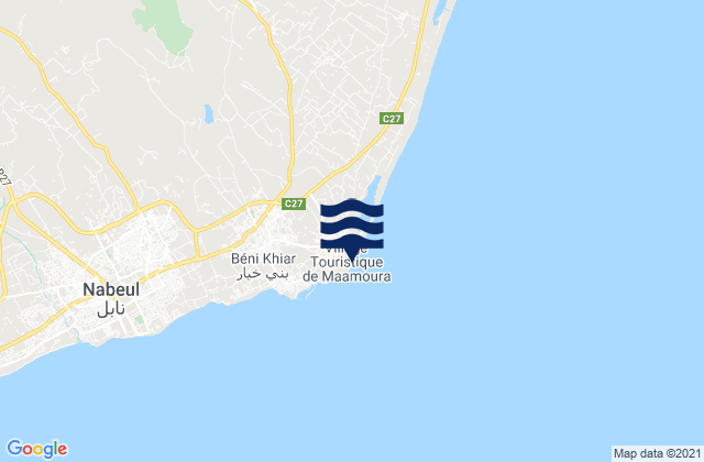 Mapa da tábua de marés em El Maamoura, Tunisia