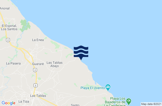 Mapa da tábua de marés em El Manantial, Panama