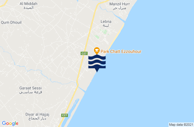 Mapa da tábua de marés em El Mida, Tunisia