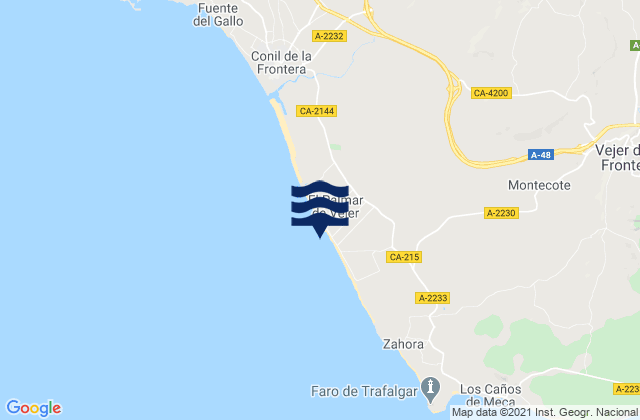 Mapa da tábua de marés em El Palmar, Spain