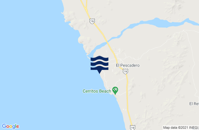 Mapa da tábua de marés em El Pescadero, Mexico