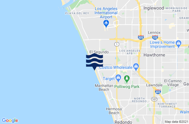 Mapa da tábua de marés em El Porto Beach, United States
