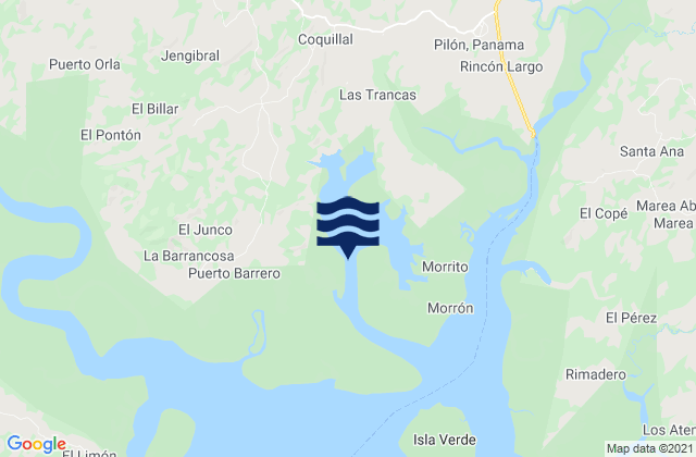Mapa da tábua de marés em El Pájaro, Panama