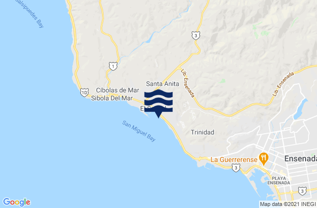 Mapa da tábua de marés em El Sauzal de Rodríguez, Mexico