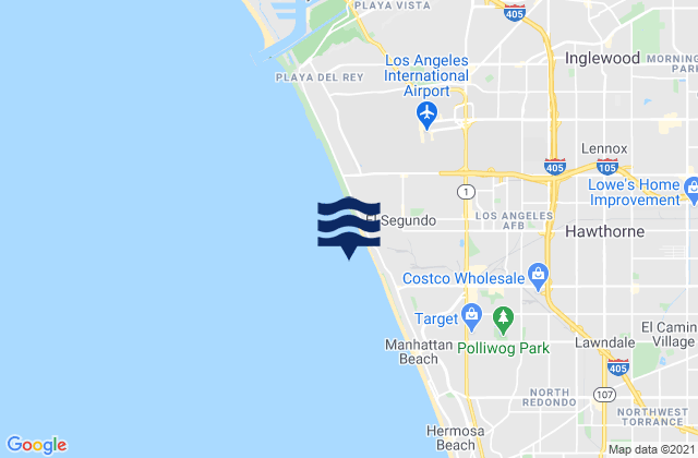 Mapa da tábua de marés em El Segundo (Santa Monica Bay), United States