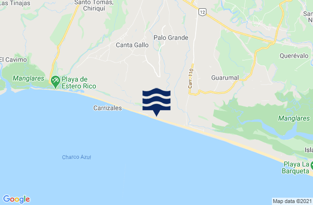 Mapa da tábua de marés em El Tejar, Panama