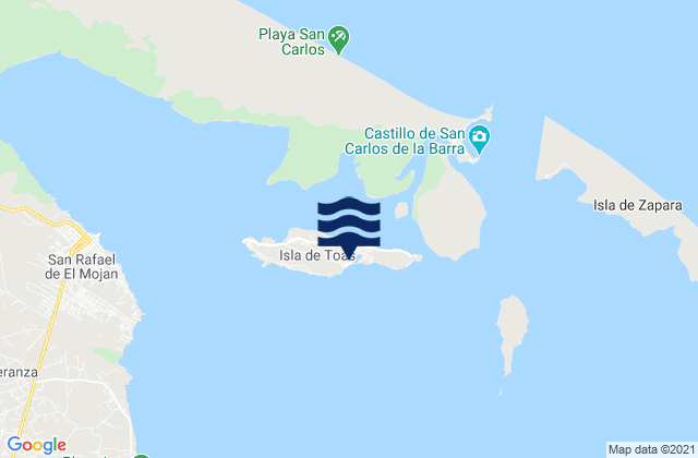 Mapa da tábua de marés em El Toro, Venezuela