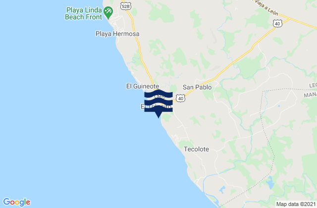 Mapa da tábua de marés em El Transito, Nicaragua