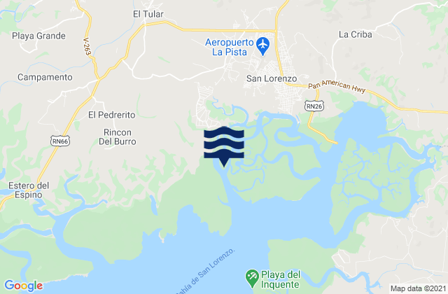 Mapa da tábua de marés em El Tular, Honduras