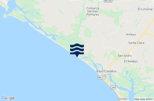 Mapa da tábua de marés em El Viejo, Nicaragua