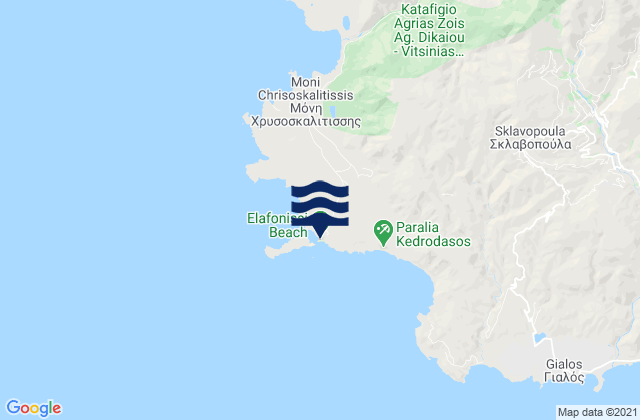 Mapa da tábua de marés em Elafonisi beach, Greece