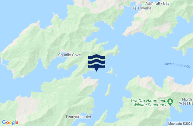 Mapa da tábua de marés em Elaine Bay, New Zealand
