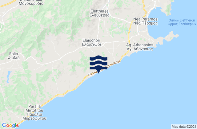 Mapa da tábua de marés em Elaiochóri, Greece