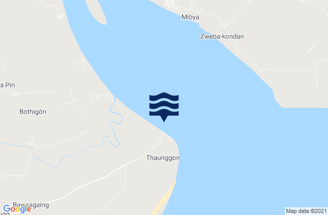 Mapa da tábua de marés em Elephant Point Rangoon River, Myanmar