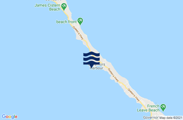 Mapa da tábua de marés em Eleuthera Island (West Coast), United States