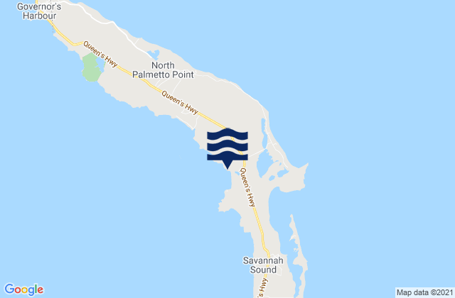Mapa da tábua de marés em Eleuthera Island, Bahamas