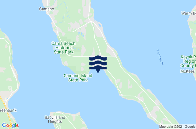 Mapa da tábua de marés em Elger Bay, United States