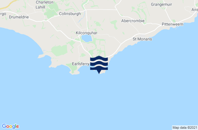 Mapa da tábua de marés em Elie Ness, United Kingdom