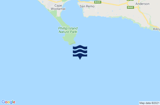 Mapa da tábua de marés em Elizabeth Island, Australia