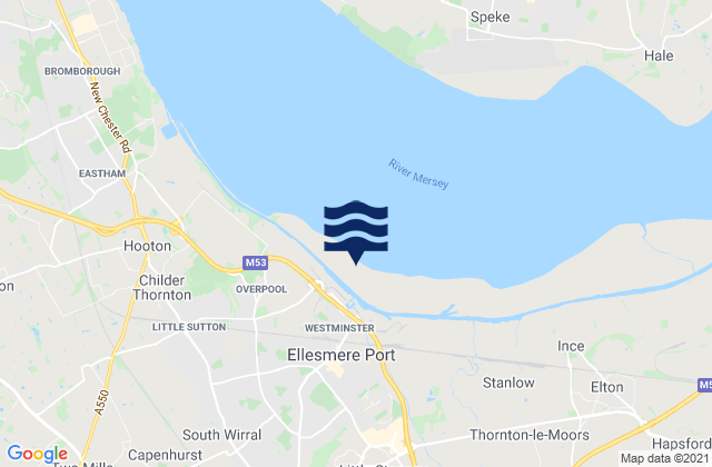 Mapa da tábua de marés em Ellesmere Port, United Kingdom