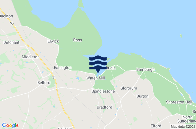 Mapa da tábua de marés em Ellingham, United Kingdom