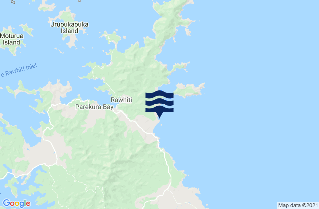 Mapa da tábua de marés em Elliot Bay, New Zealand