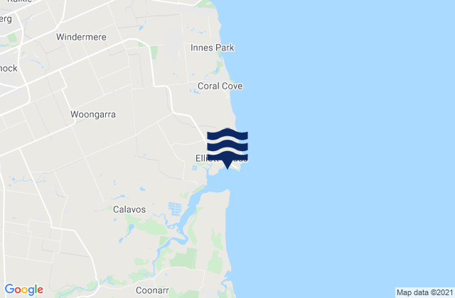 Mapa da tábua de marés em Elliot Heads, Australia