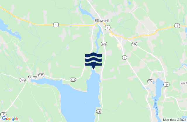 Mapa da tábua de marés em Ellsworth Union River, United States