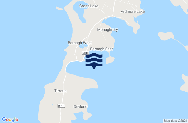 Mapa da tábua de marés em Elly Bay, Ireland
