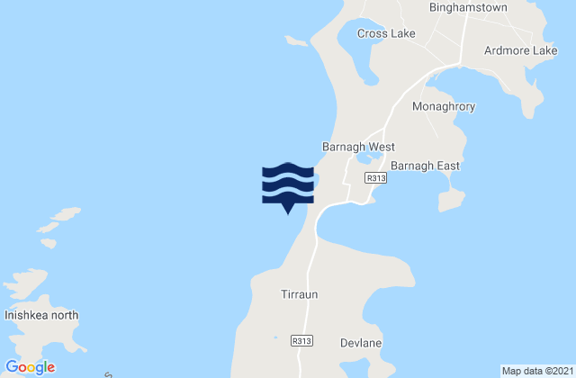 Mapa da tábua de marés em Elly Bay West, Ireland