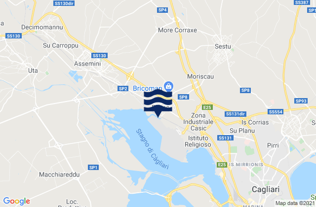 Mapa da tábua de marés em Elmas, Italy