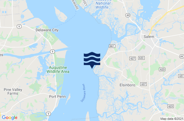 Mapa da tábua de marés em Elsinboro Point, United States