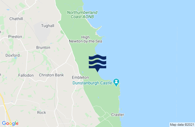 Mapa da tábua de marés em Embleton, United Kingdom