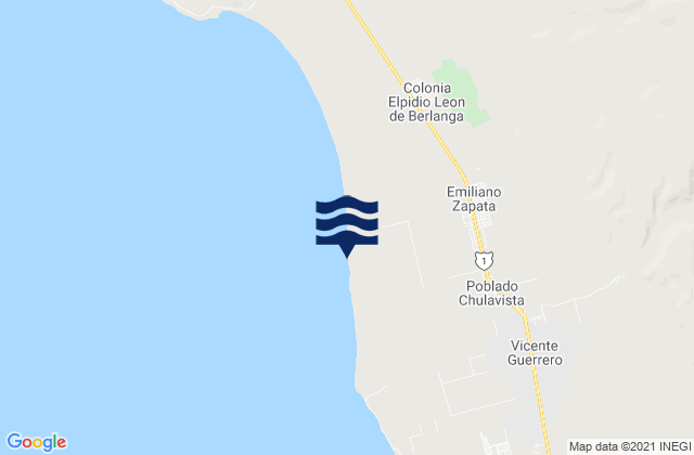 Mapa da tábua de marés em Emiliano Zapata, Mexico