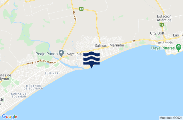 Mapa da tábua de marés em Empalme Olmos, Uruguay