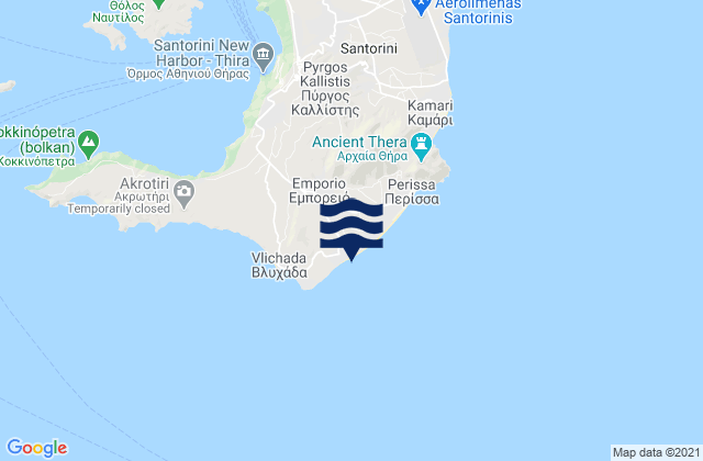 Mapa da tábua de marés em Emporeío, Greece