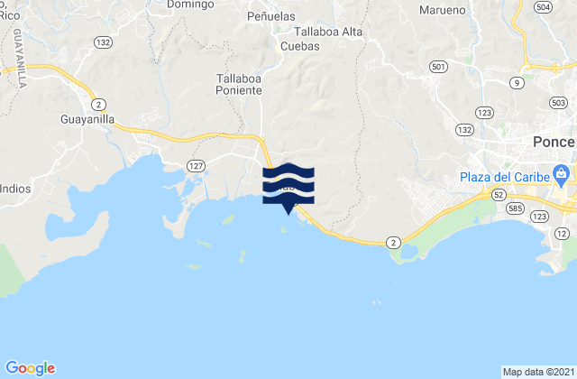Mapa da tábua de marés em Encarnación Barrio, Puerto Rico