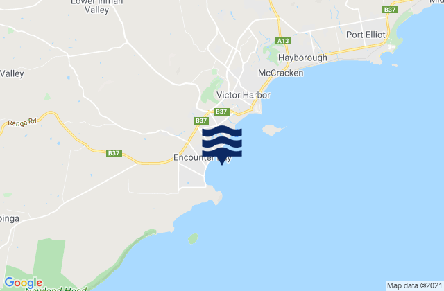 Mapa da tábua de marés em Encounter Bay, Australia
