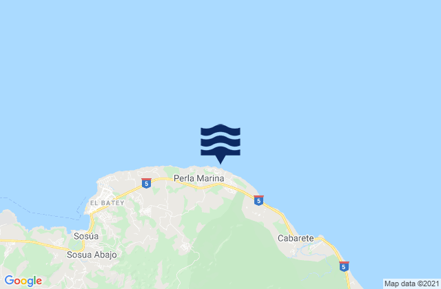 Mapa da tábua de marés em Encuentro, Dominican Republic