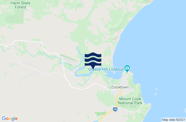 Mapa da tábua de marés em Endeavour River North, Australia