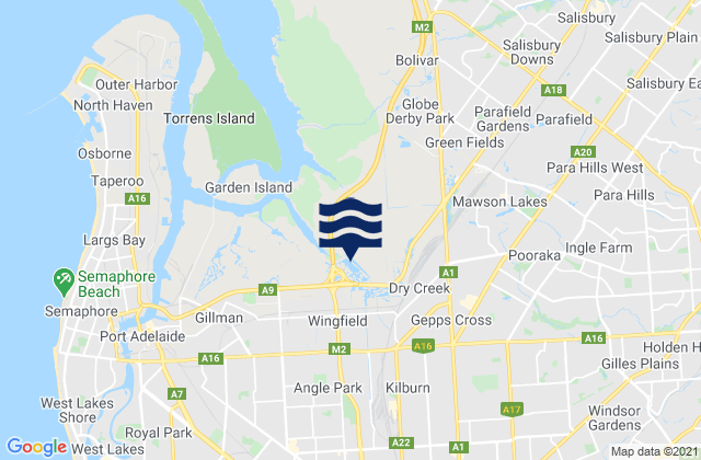 Mapa da tábua de marés em Enfield, Australia
