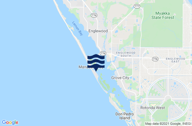Mapa da tábua de marés em Englewood Beach, United States