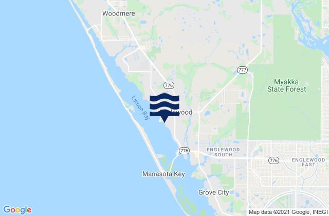 Mapa da tábua de marés em Englewood, United States