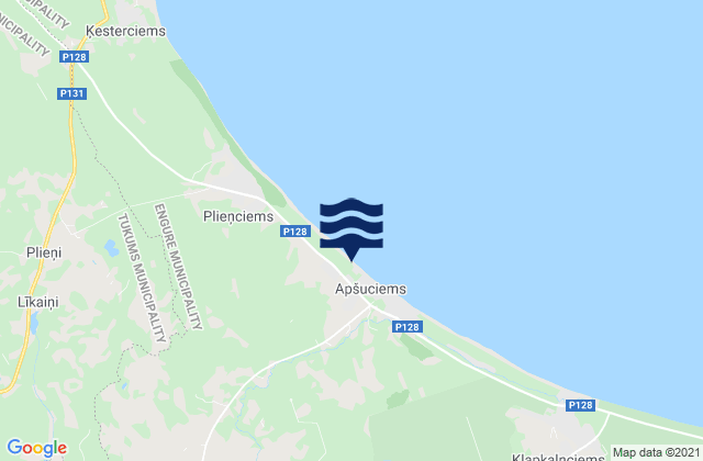 Mapa da tábua de marés em Engures Novads, Latvia