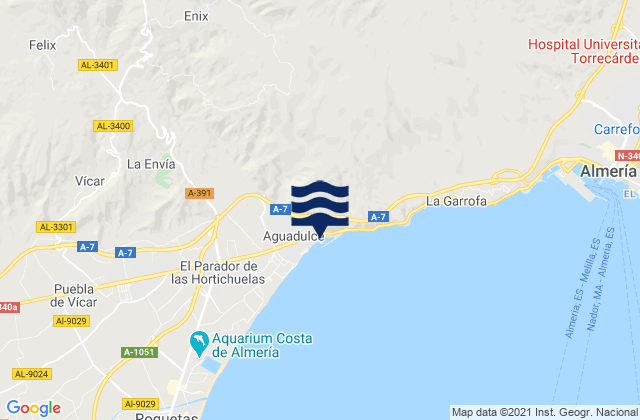 Mapa da tábua de marés em Enix, Spain