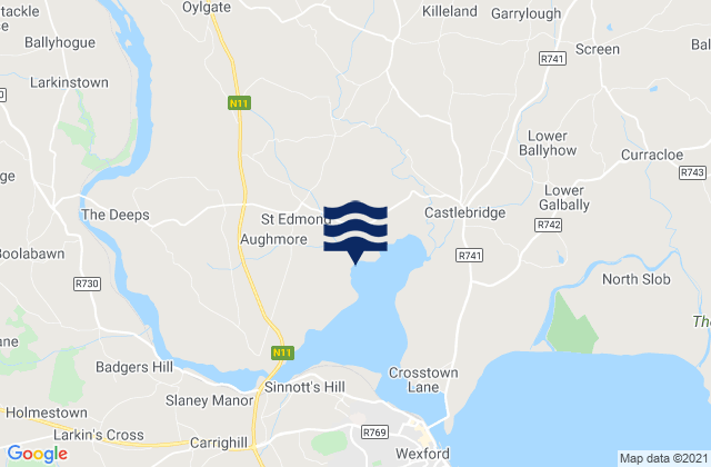 Mapa da tábua de marés em Enniscorthy, Ireland